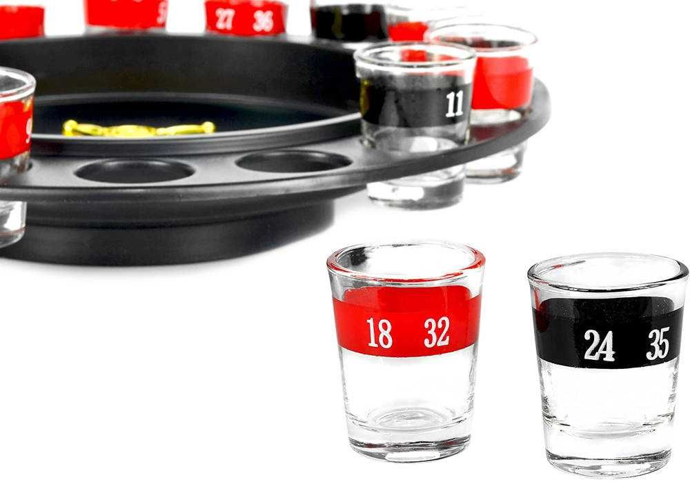 Alkoholowa gra ruletka imprezowa+kieliszki 16szt