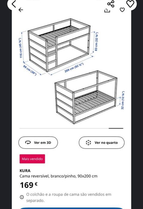 Cama reversível tipo beliche