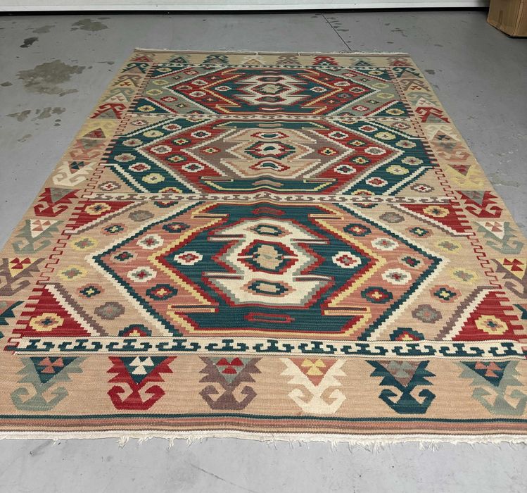 Tapete Kilim Bege Autêntico 140x200cm em excelente estado