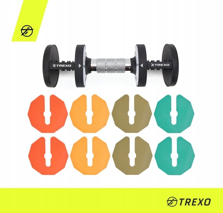 Набір регульованих гантелей TREXO 2 х 10 кг Сталевий мультиколір 20кг