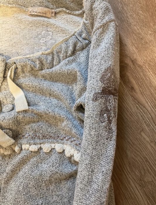 Cardigan vintage koronka szary