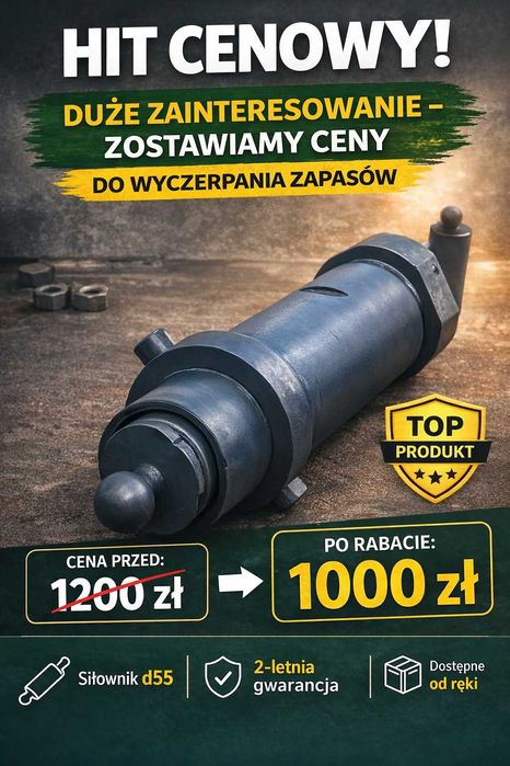 Siłownik przyczepy D55. Wysyłka! 2 lata pisemnej gwarancji.