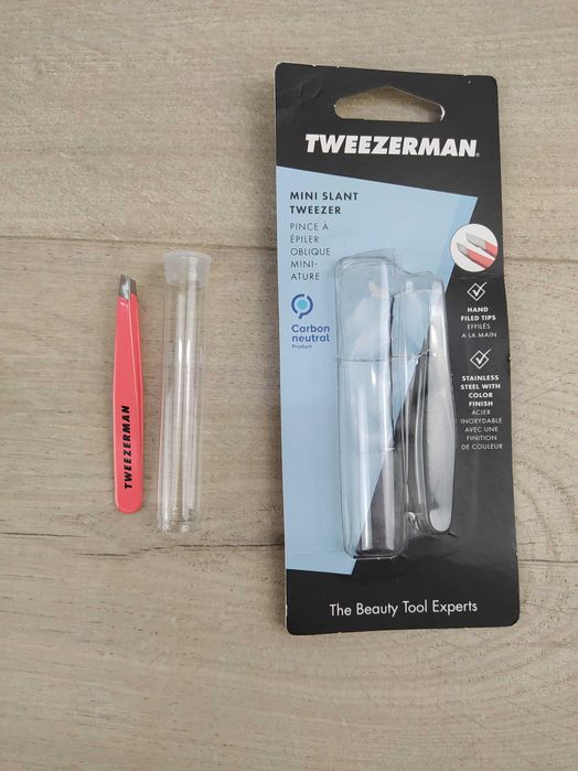 Tweezerman Mini Pęseta do brwi stal nierdzewna różowa