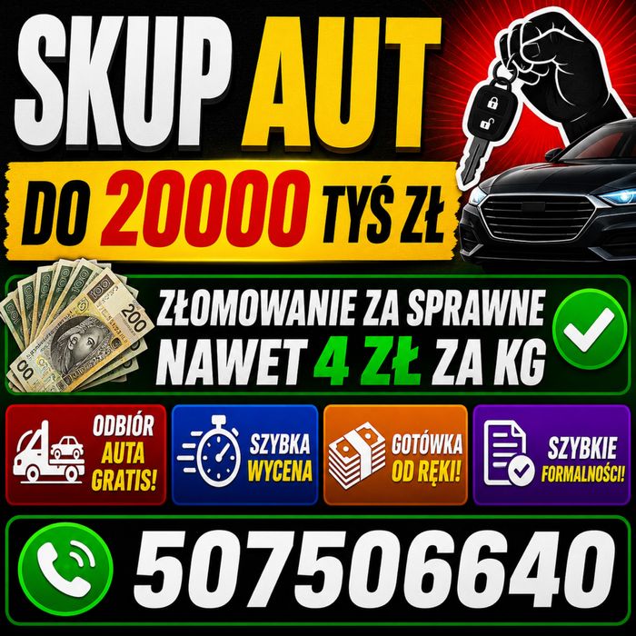 Skup Aut SPRAWNE Zadbane ZŁOMOWANIE Skutery Kempingi Motocykle