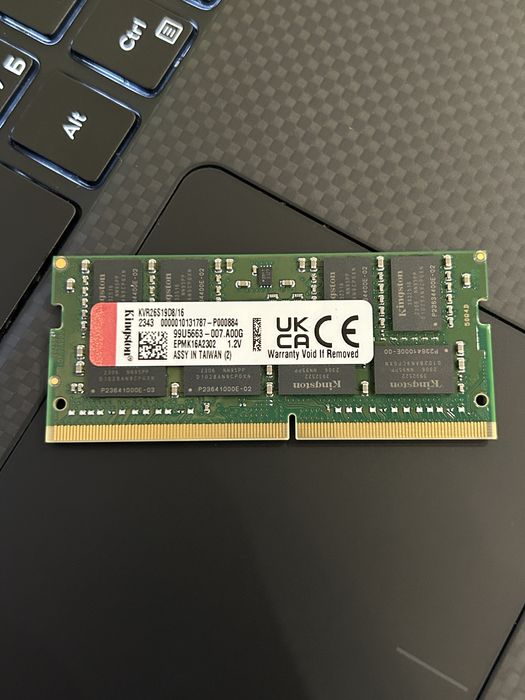 Оперативна пам'ять Kingston DDR4 16 Gb, частота 2666 MHz для ноутбука