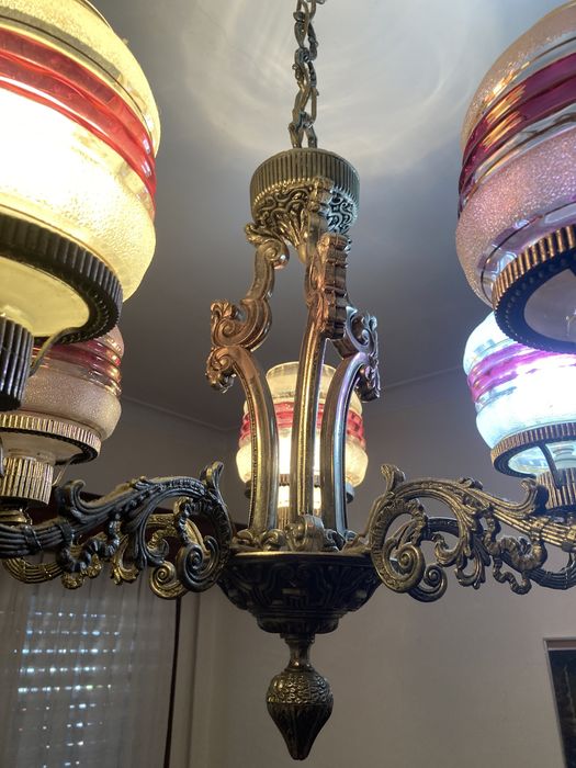 Candeeiros de teto lustre vintage ferro e Madeira