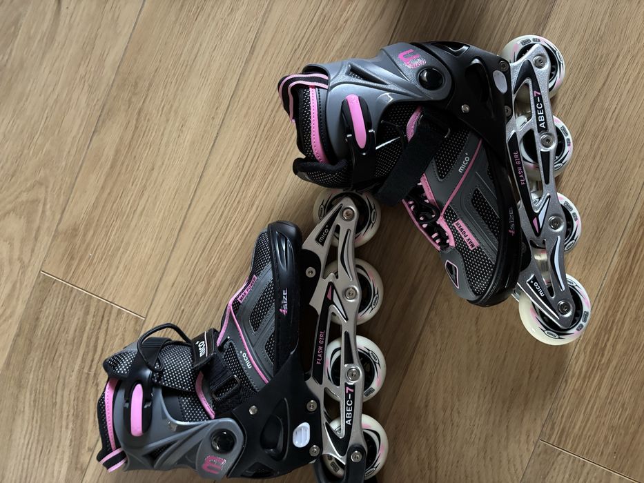 Rolki Mico+ Flash Girl 40–43 czarno-różowe
