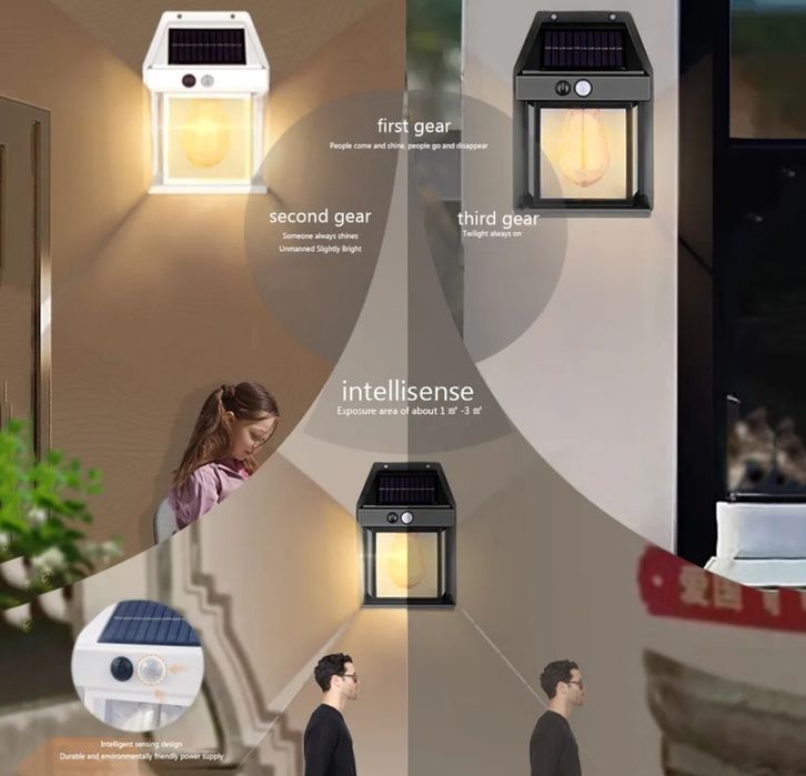 Lampka solarna czujnik ruchu 3 tryby