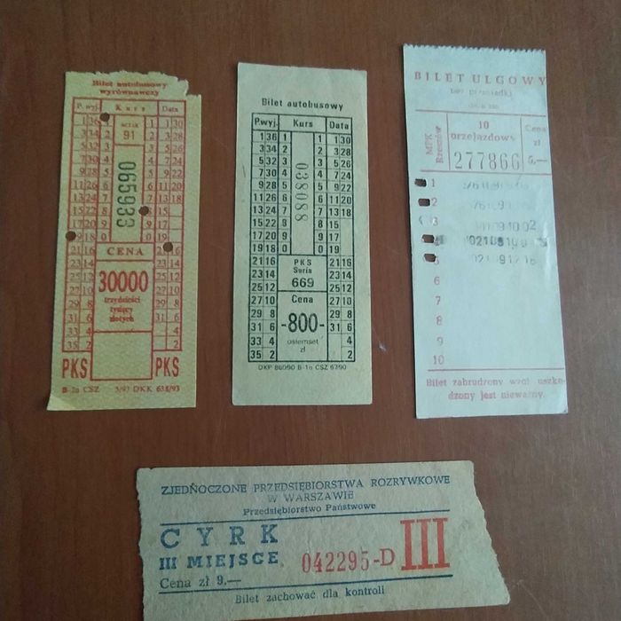 Sprzedam bilety PKS  i do cyrku z 1959r.