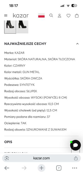 Botki Kazar czarne na słupku brisbone wzór krokodyla