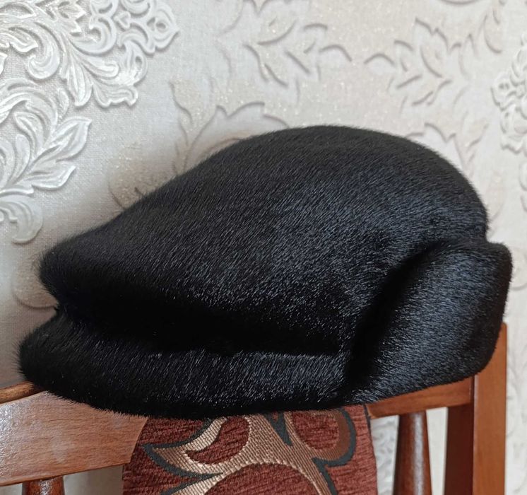 Нова чоловіча зимова мехова кепка з нерпи Жокейка з відворотом 59р