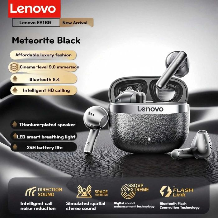Auriculares/Fones Lenovo EA169 | Bluetooth 5.4 + ENC para chamadas [Novo/Selado]