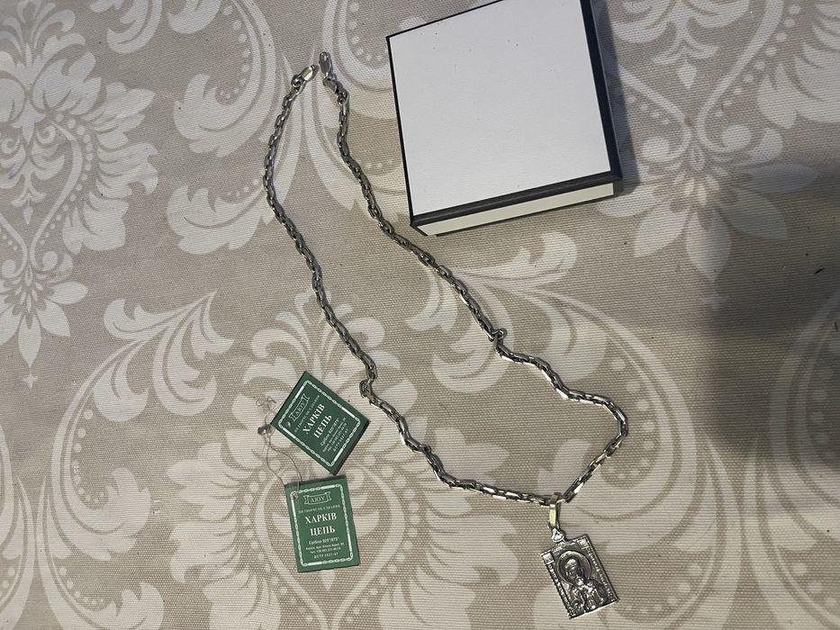 Якорная цепь цепочка,кулон икона ладанка Св.Николай Чудотворец 925проб