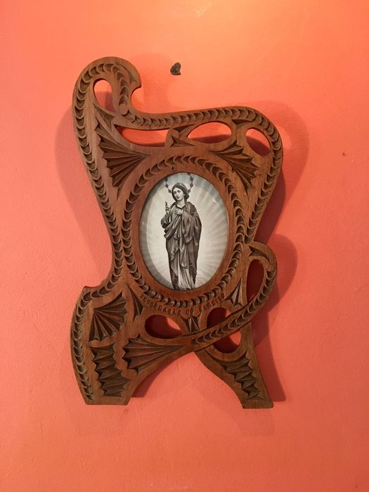 RECORDAÇÃO do SAMEIRO - madeira - 1a metade do séc. XX - 28x17 cm/s