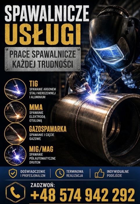 Spawacz. TIG MIG MMA Spawanie gazowe. Usługi spawalnictwa. Spawanie rur oraz konstrukcji metalowych