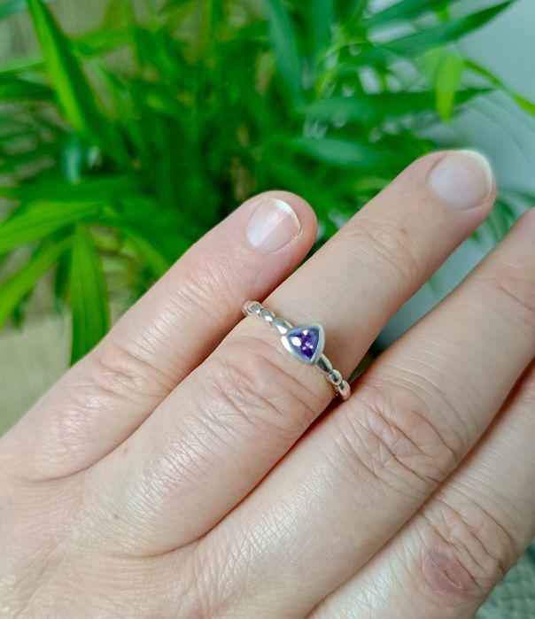 Subtelny srebrny pierścionek z cyrkonią 925  Soren P. Jones SPJ