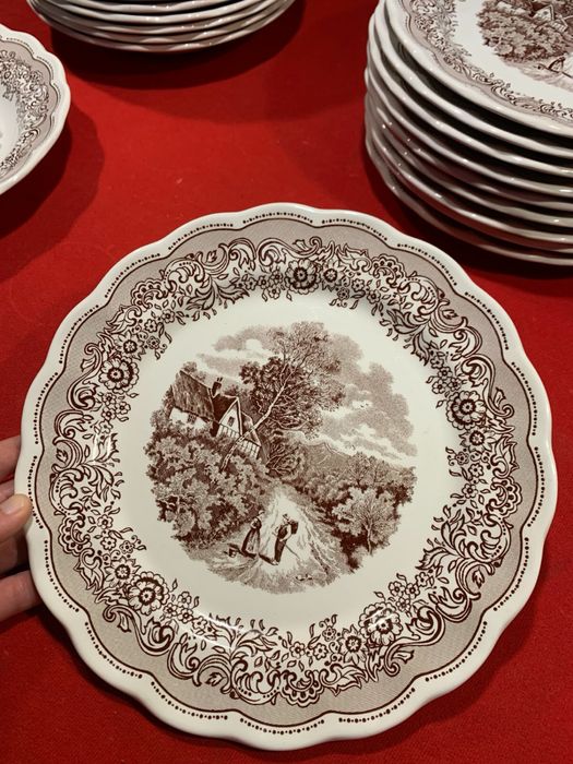 Serviço de Pratos Vintage "Swiss Landscape" – Cerâmica Italiana Fontebasso (22 Peças)