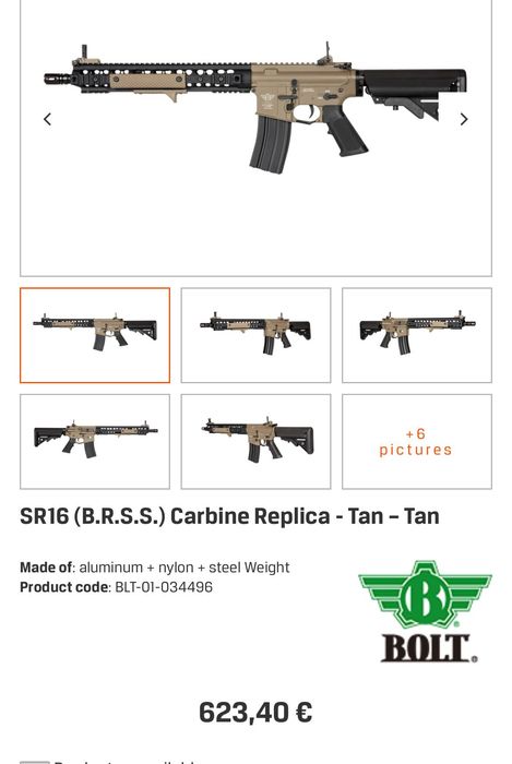 Bolt SR16 (B.R.S.S.) elétrica gatilho eletronico blowback Airsoft