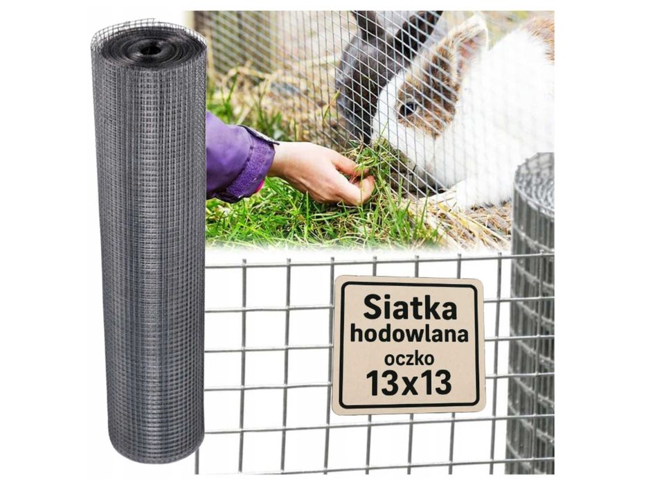 SIATKA HODOWLANA Zagroda Woliera 25m Ocynk Dla Królików Kur WYPRZEDAŻ