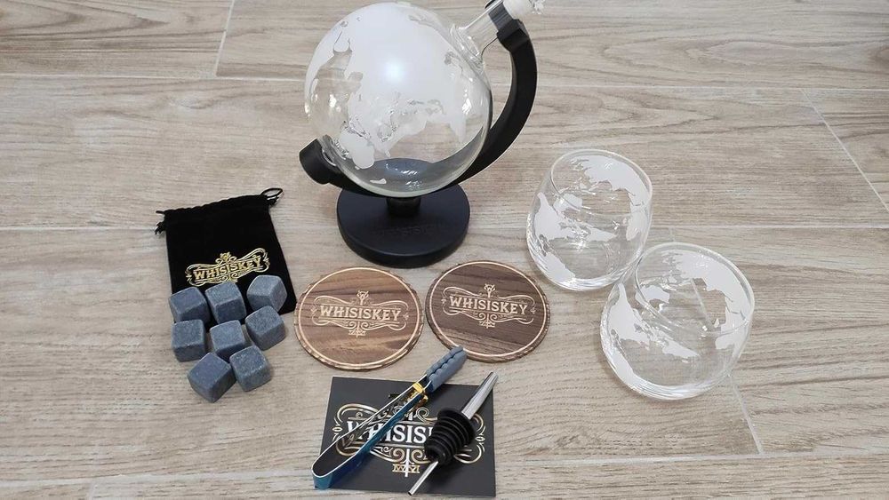 16W1 Zestaw do Whisky Szklanki Kamienie Karafka Na Prezent + GRATIS