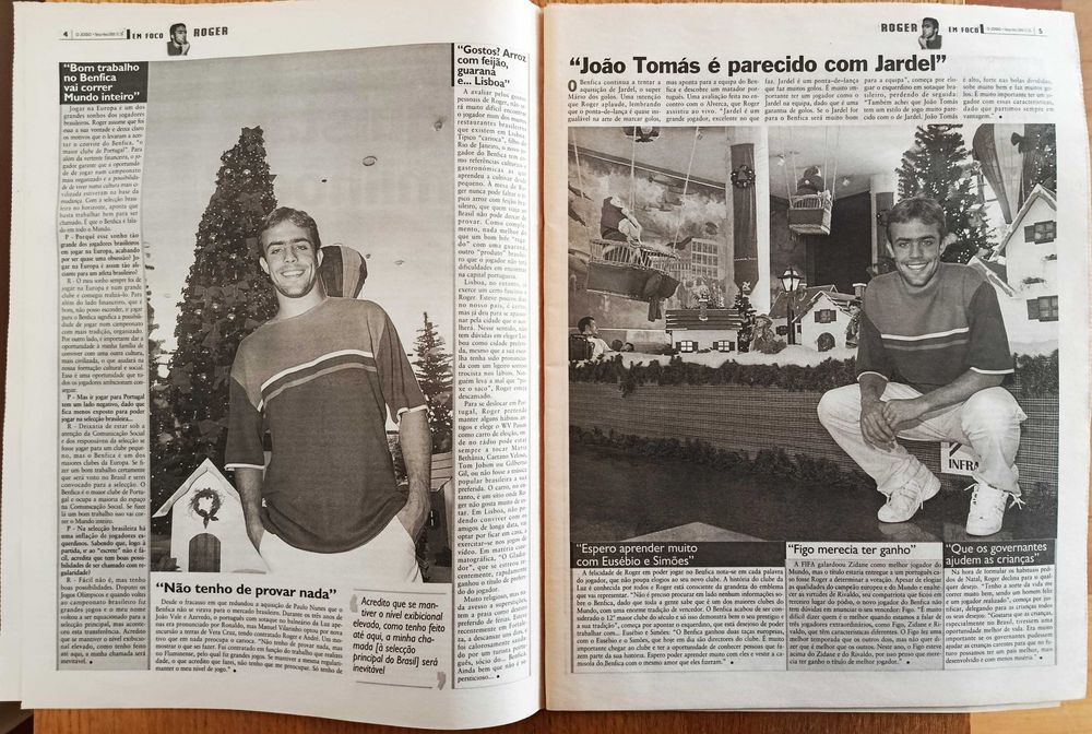 Benfica - entrevistas a Roger e Nuno Gomes - jornal O Jogo de dezembro 2000