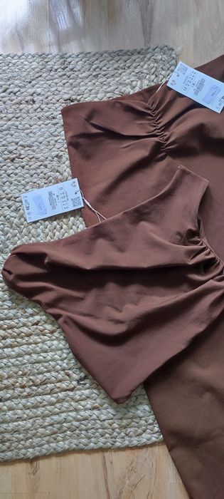 Komplet spodnica M /S 36 i top S / XS 34 brąz Zara nowy metki