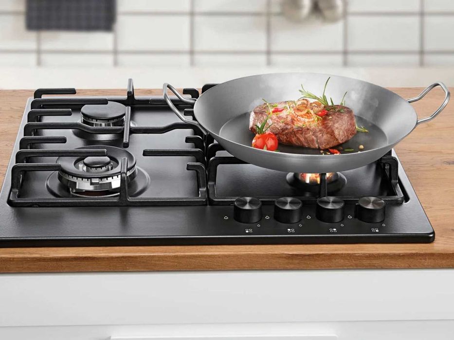 Solidna Patelnia Grillowa Żelazna z Uchwytami 32 cm do Paelli