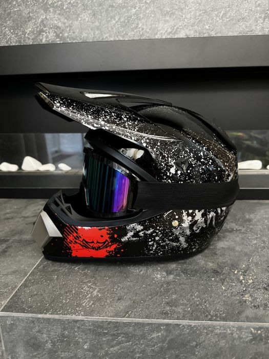 Кроссовый мото шлем эндуро шолом с очками мотоциклетный шлем