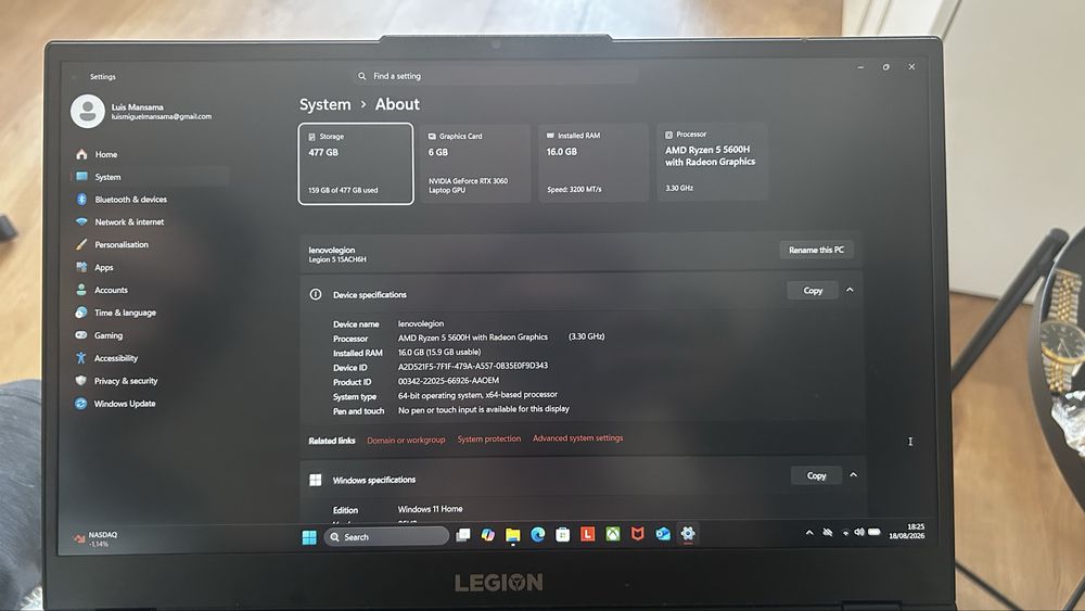 Lenovo Legion 5 – Ryzen 5 5600H + RTX 3060 + 16GB RAM