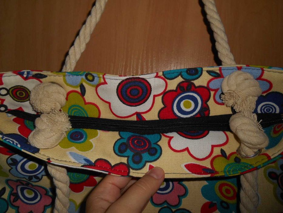 нова сумка пляжна кольорова на блискавці з підкладкою