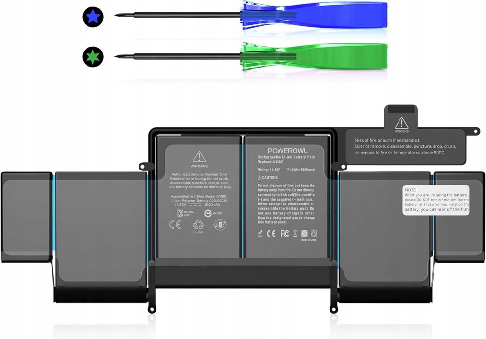 A1582 A1502 Bateria 11,36V 74,9Wh do MacBook Pro 13 cali Retina A1493