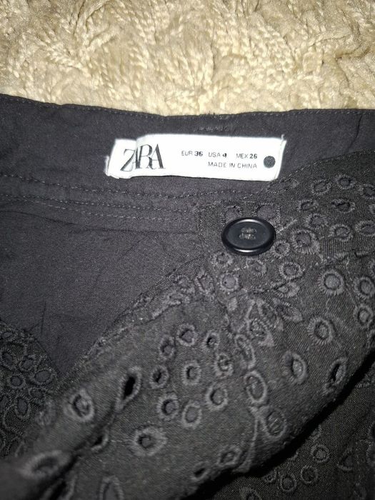 Штаны чорні  ажурні, з вишивкою рішельє Zara (розмір S / EUR 36)