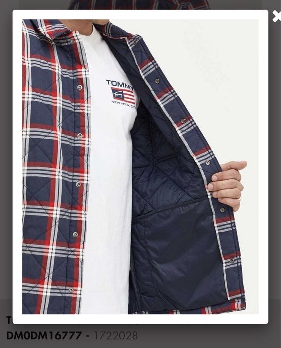 Tommy Hilfiger Чоловіча темно-синя картата куртка сорочка