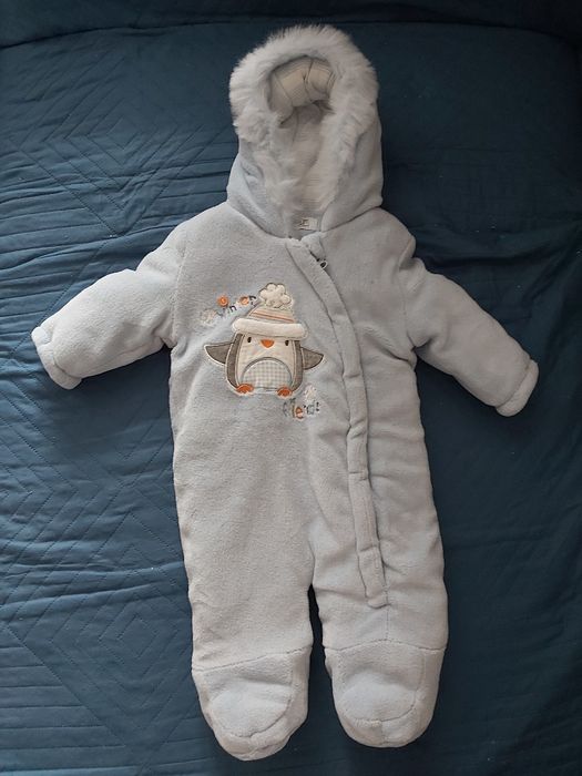 Pajac pajacyk kombinezon zimowy na zimę F&F 74 niebieski 6 9 mies