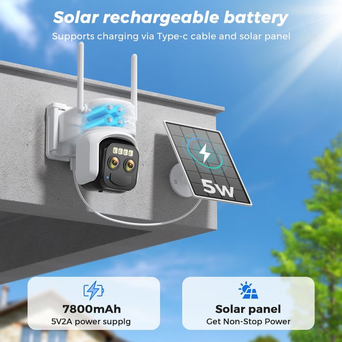 5 мп / 10 mp автономная WiFi камера с солнечной панелью O-kam pro