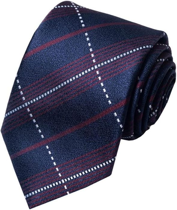 ZESTAW upominkowy Krawat + Poszetka + Spinki  granatowy bordowy