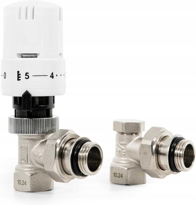 Zestaw Termostatyczny Grzejnikowy VANCOCO Głowica Zawór Kątowy G1/2 EN215