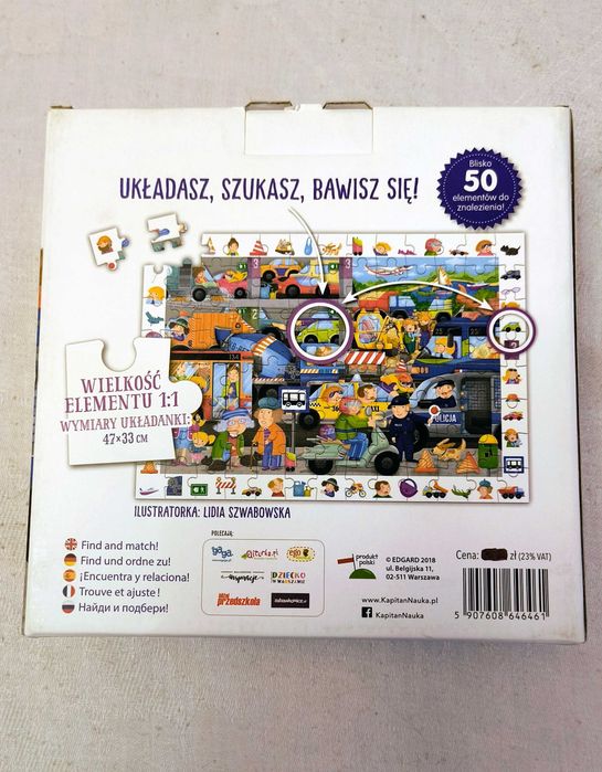 Puzzle obserwacyjne Pojazdy 104 elem._Kapitan Nauka