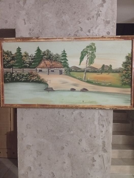 Stary obraz olejny ręcznie malowany