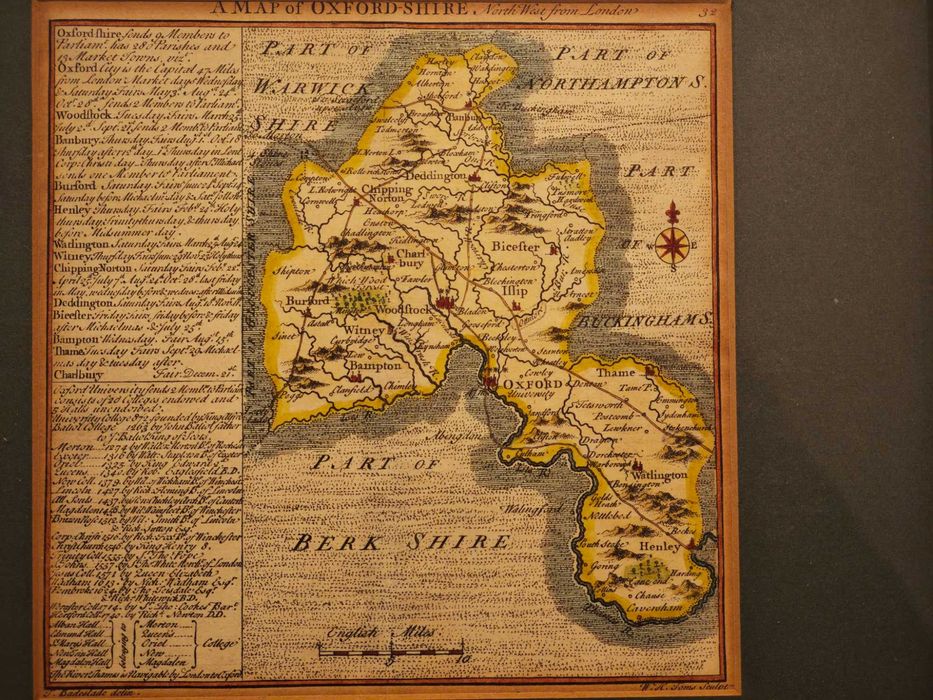 Antyczna Mapa z 29 IX 1742roku Hrabstwa Oxford Oxforshire T.Badeslade