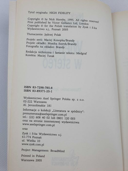 Książka Wierność w stereo, Nick Hornby