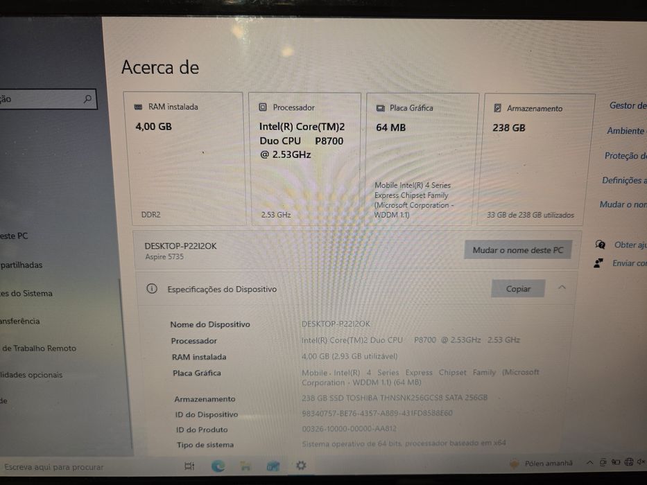 Portátil Acer Aspire 3735