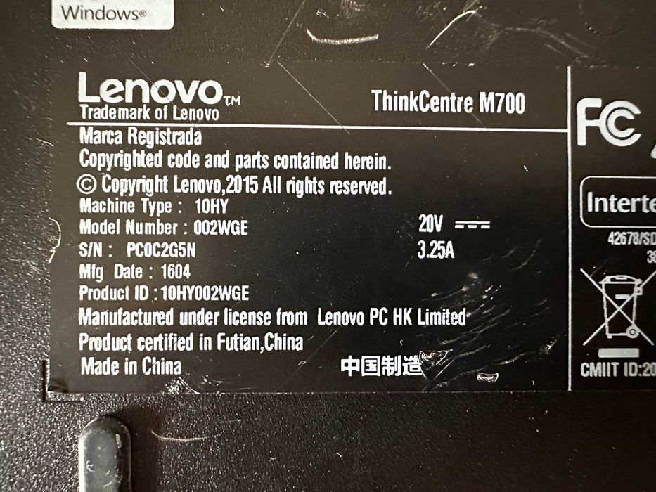 Міні ПК Lenovo M700 i5 6400T RAM 8GB SSD 250Gb WI FI