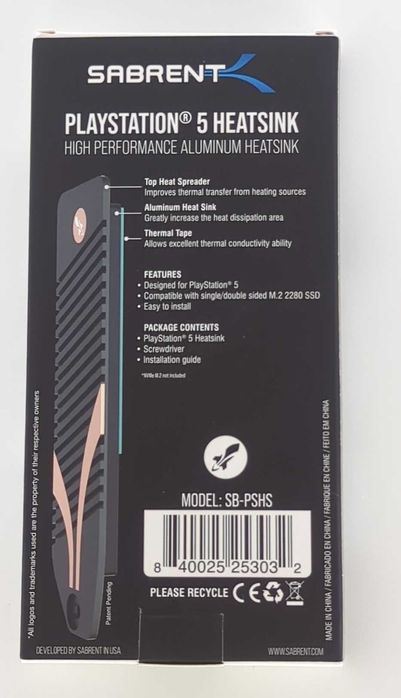 Sabrent Heatsink SSD PS5