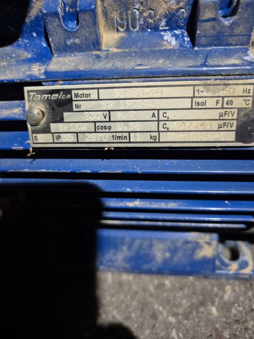 Silnik elektryczny jednofazowy Tamel 1,1 kW 230V 2870 obr/min SPRAWNY