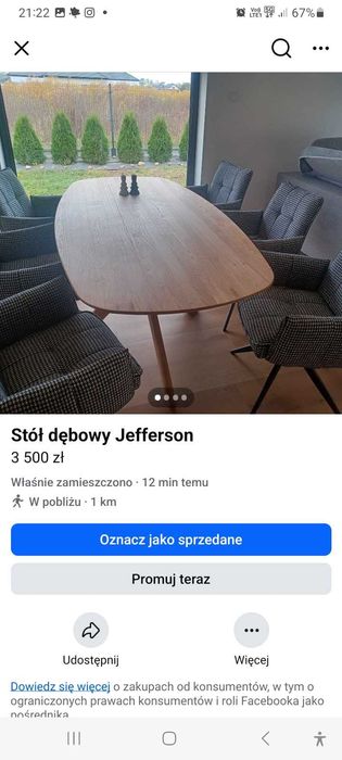 Stół dębowy Jefferson