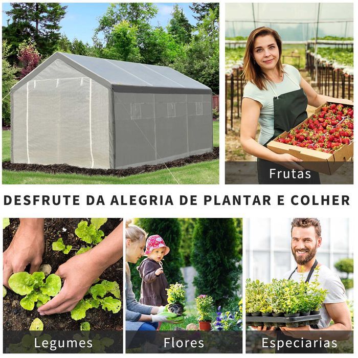 Estufa Alta de 6x3x2,8m com 2 Portas e 6 Janelas – Super Espaçosa!