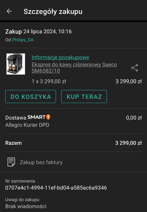 Ekspres Saeco gran aroma SM6582/10