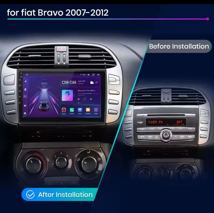 Rádio Fiat Bravo 2007-14 Android Auto Carplay GPS WiFi Bluetooth NOVO