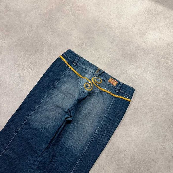 Vintage Spodnie Jeansy Y2K Denim Jeans Kryształki Coquette Swag Japan